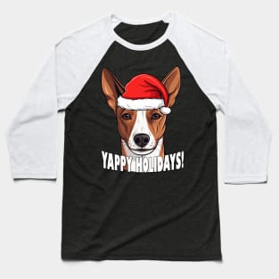 Basenji Christmas Gift Yappy Holidays Santa Dog Baseball T-Shirt